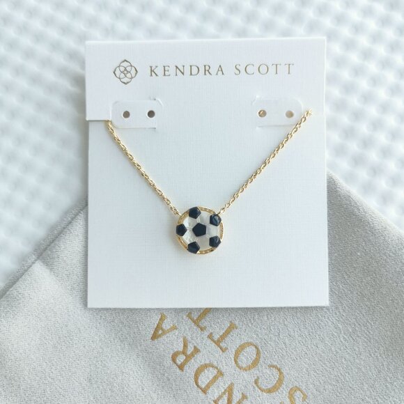 Kendra Scott Gold Ivory Mother-of-Pearl Soccer Short Necklace NEW - Picture 3 of 4